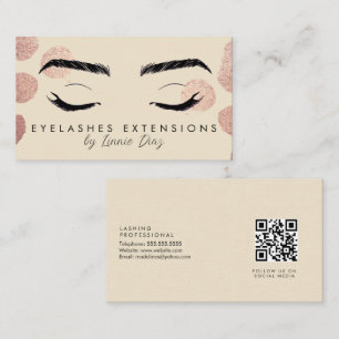 Carte De Visite Eyelashes Extensions Salon Beauté ivoire rose