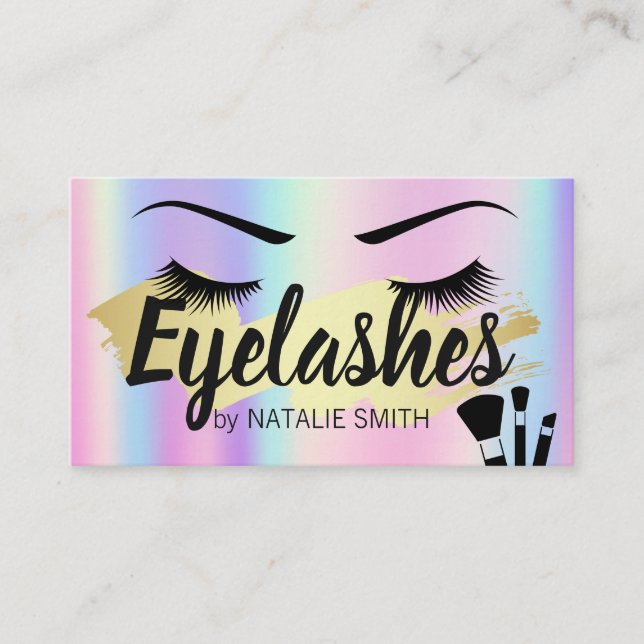 Carte De Visite Eyelashes | Or brossé | Rainbow Metallic (Devant)