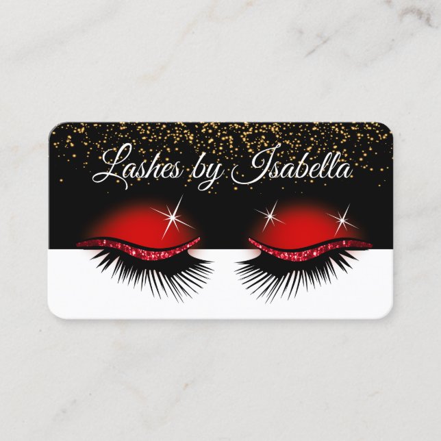 Carte De Visite Eyelashes - Parties scintillant rouge (Devant)