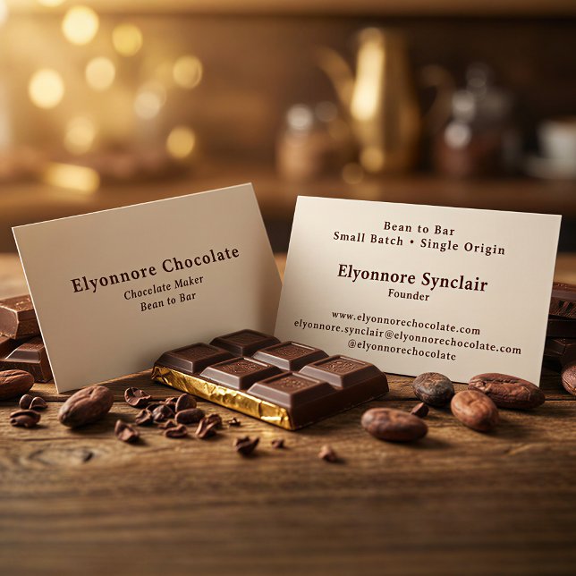 Carte De Visite Fabricant de chocolat minimal de fève à barre  (Créateur téléchargé)
