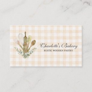 Carte De Visite Fabricant de gâteaux de boulangerie à carreaux bru