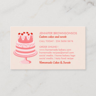 Carte De Visite Fabricant de gâteaux de pâtisserie Pink One Side B