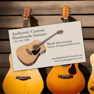 Carte De Visite Fabricant de Guitares Personnalisées Authentiques 