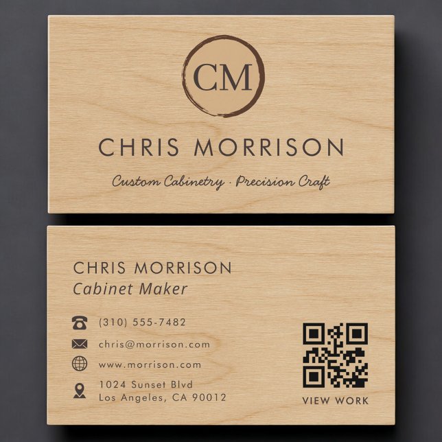 Carte De Visite Fabricant de Meubles en Bois QR Code Professionnel (Créateur téléchargé)