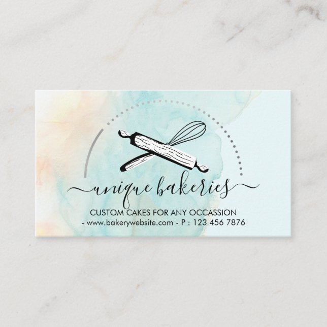 Carte De Visite Fabriquant de gâteaux de boulangerie jaune vert (Devant)