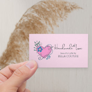 Carte De Visite Fabriqué à la main avec amour, le Coeur de la ca