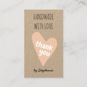 Carte De Visite Fabriqué avec Amour Merci Papier Kraft code QR