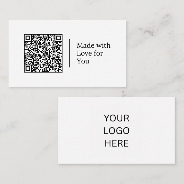 Carte De Visite Fabriqué avec amour pour vous | Logo de code QR pe (Devant / Derrière)