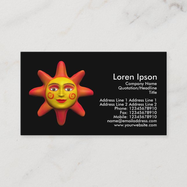 Carte De Visite Face Soleil - Noir (Devant)