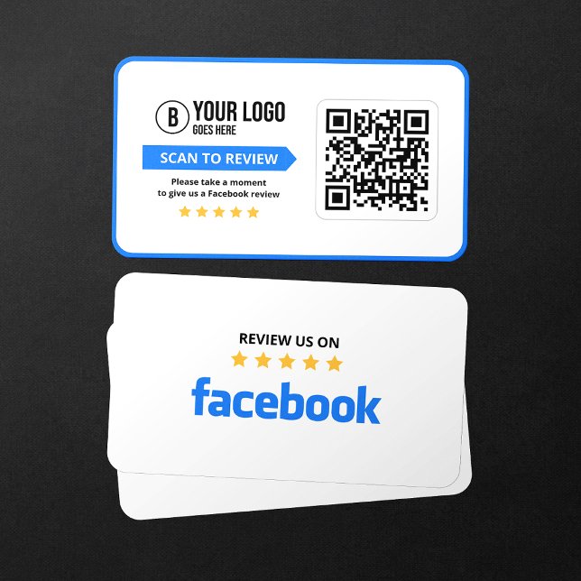 Carte De Visite Facebook Business Review Code QR 5 étoiles scannab (Créateur téléchargé)