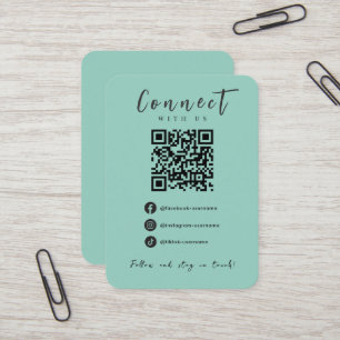 Carte De Visite Facebook Instagram Tiktok Modern Seafoam QR Code