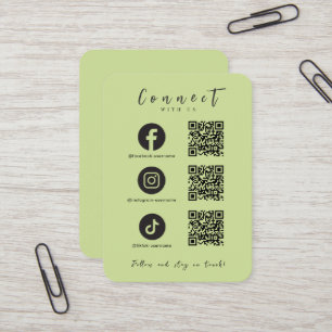Carte De Visite Facebook Instagram Tiktok QR Code Lime Green