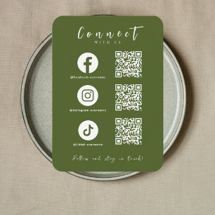 Carte De Visite Facebook Instagram Tiktok QR Code Moss Green