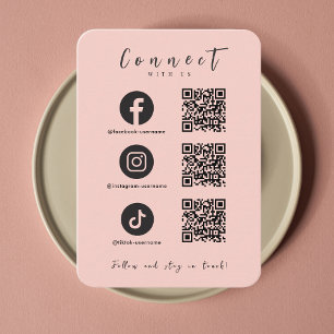 Carte De Visite Facebook Instagram Tiktok QR Code rose pâle