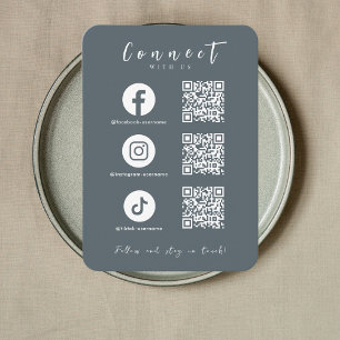 Carte De Visite Facebook Instagram Tiktok QR Code Stylish Navy