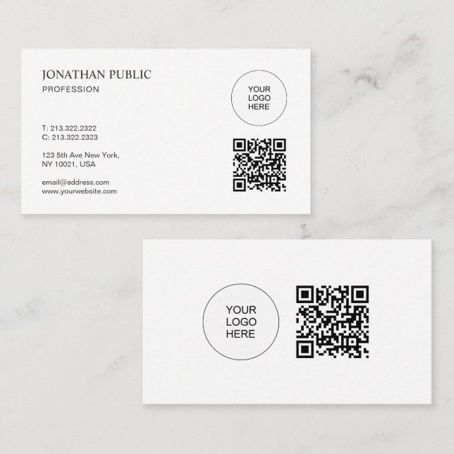 Carte De Visite Facile à créer un code QR moderne Téléchargez votr (Devant / Derrière)