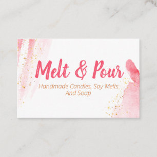 Carte De Visite Faire Fondre Et Verser Pink Watercolor Soap Candle