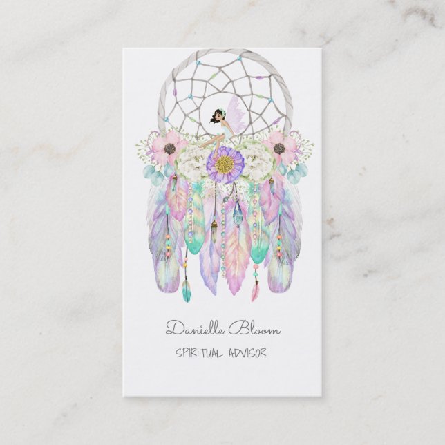 Carte De Visite Fairy Dream Catcher Boho Flèches Plumes (Devant)