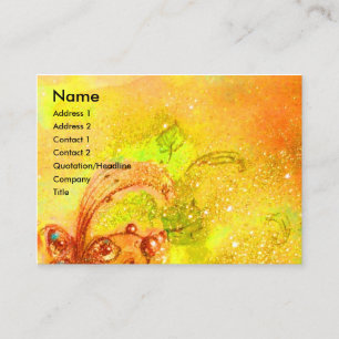 Carte De Visite FAIRY OF RED FLOWERS Magique Papillon Plante Jaune