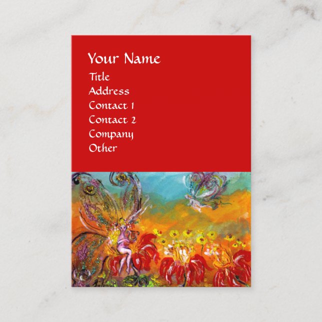 Carte De Visite FAIRY OF THE RED FLOWERS Floral Imaginaire (Devant)
