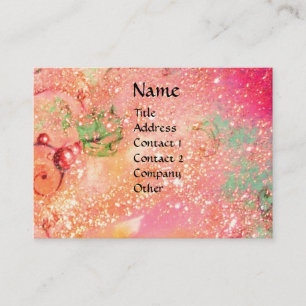 Carte De Visite FAIRY OF THE RED FLOWERS IN PINK SPARKLES Imaginai