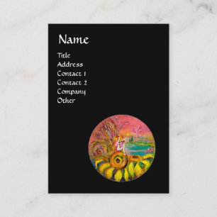 Carte De Visite FAIRY OF THE SUNFLOWERS jaune rose noir