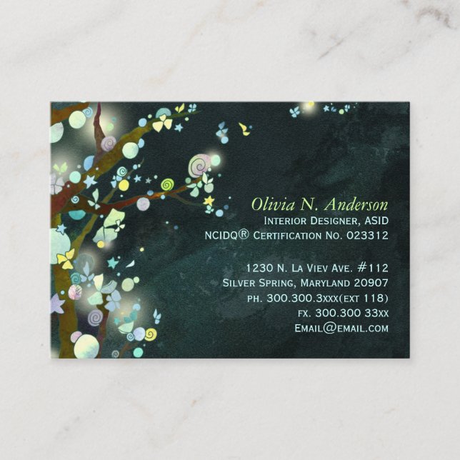 Carte De Visite Fairytale Night Trees sur mesure (Devant)