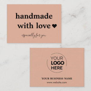 Carte De Visite Fait main avec amour Rose logo personnalisé