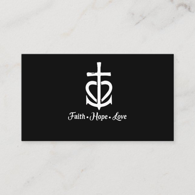 Carte De Visite Faith Hope Love Cross Ancre Coeur Jésus (Devant)