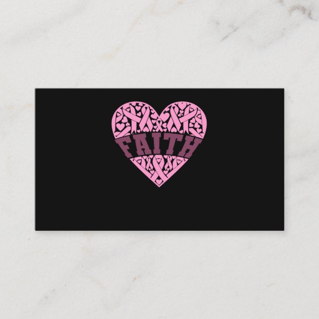 Carte De Visite Faith Pink Heart Sensibilisation au cancer du sein (Devant)