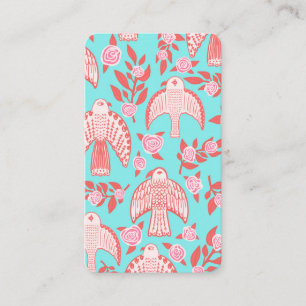 Carte De Visite Falcons et Roses Elégant Aqua Pink