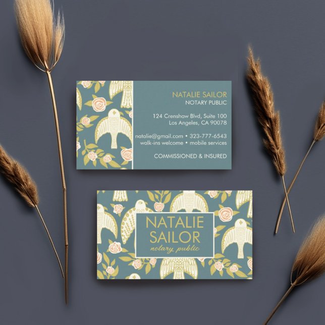 Carte De Visite Falcons & Rose Chic Unique Notaire Public Moderne (Custom business cards with a chic elegant falcons and roses design)