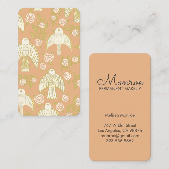 Carte De Visite Falcons & Roses élégants Illustré (Devant / Derrière)