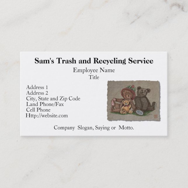 Carte De Visite Famille d'ours de nounours (Devant)