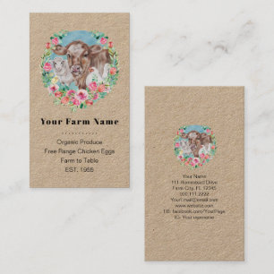 Carte De Visite Family Farm Homestead Chicken Cow Market Garden