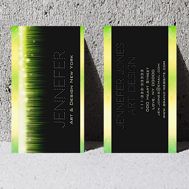 Carte De Visite Fancy Bright Green Neon Light Moderne Design Art (Créateur téléchargé)