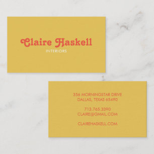 Carte De Visite Fancy Script moutarde Jaune Tomate Chic Minimal