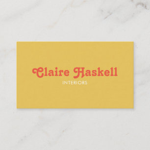 Carte De Visite Fancy Script moutarde Jaune Tomate Chic Minimal
