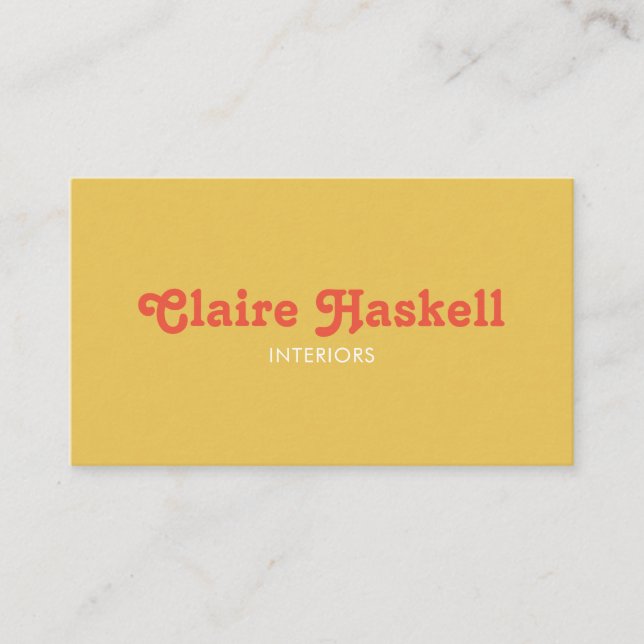 Carte De Visite Fancy Script moutarde Jaune Tomate Chic Minimal (Devant)