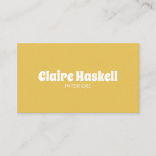 Carte De Visite Fancy Script Mustard Jaune Blanc Chic Minimal