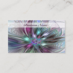 Carte De Visite Fantaisie Abstraite Moderne Fleur Fractale Colorée