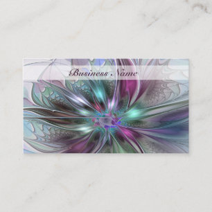 Carte De Visite Fantaisie Abstraite Moderne Fleur Fractale Colorée