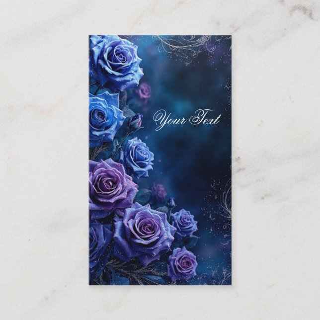 Carte De Visite Fantasy Blue and Purple Roses (Devant)