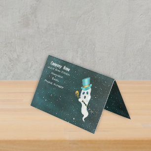 Carte De Visite Fantôme habillé haut-de-forme crâne canne ciel