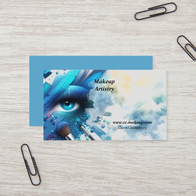 Carte De Visite Fard à paupières bleu électrique Maquillage  (Devant/Arrière en situation)