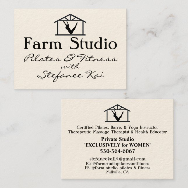 Carte De Visite Farm Studio Pilates & Fitness Yoga (Devant / Derrière)