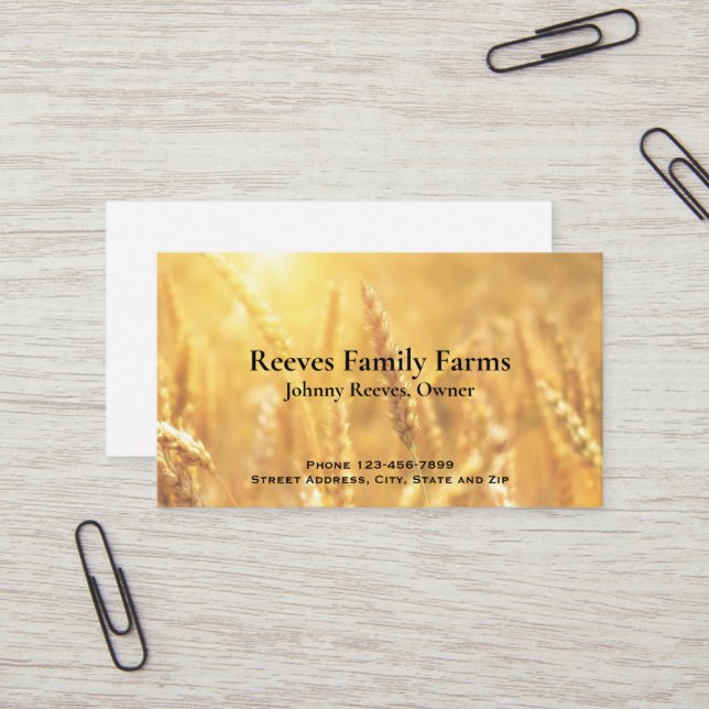 Carte De Visite Farmer Wheat Farm Agricultural Business Cards (Devant/Arrière en situation)