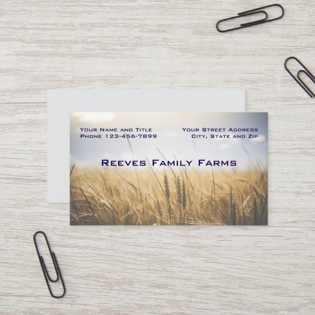 Carte De Visite Farmer Wheat Farm Agricultural Business Cards (Devant/Arrière en situation)