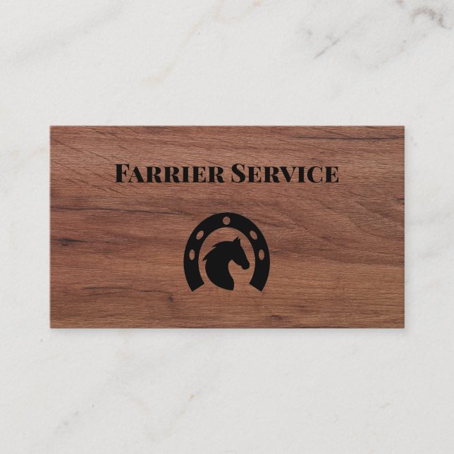 Carte De Visite Farrier Horseshoe Service Bois (Devant)