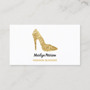 Carte De Visite Fashion Blogger Gold Sequin High Heel Glam Élégant